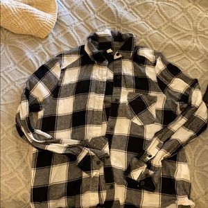 BP white and black checkered flannel